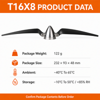 Elica Pieghevole T16X8 16x8 Pollici per UAV ad Ala Fissa con Spinner, Pale in Fibra di Carbonio Polimerica, Certificata CE/FCC TMOTOR