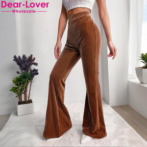 Dear-Lover High Quality <strong>Trousers</strong> Solid Color High Waist Flare <strong>Corduroy</strong> Wide Leg Pants <strong>Women</strong> - Product Image 1