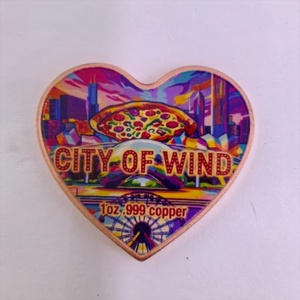 Nuova Moneta <span class=keywords><strong>in</strong></span> Rame Puro .999 da 1 Oz, Moneta a Forma di Cuore della Città del Vento di Chicago - Product Image 2