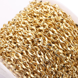Cadena de acero inoxidable ovalada de 7 mm de ancho, color dorado, resistente, para pulsera, collar, uso decorativo. - Product Image 1