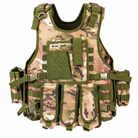Gilet avec boucle à dégagement rapide, poches latérales, panneau auto-agrippant pour wargame, randonnée, camping, jeux de plein air