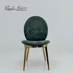 Keynes Modern Emerald Green Velvet Dining Chair Oval Back Gold Metal Legs Upholstered Side Chair for Hotel Restaurant - Product Image 1