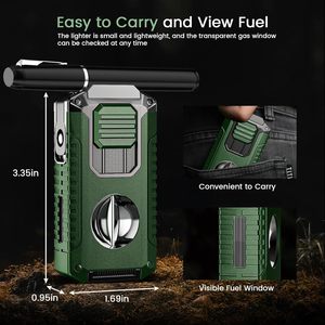 Luxury Windproof Cigar Torch <b>Lighter</b> with Cutter for Cigar Accessories - Product Image 5