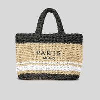 Sac fourre-tout en paille tressé et crocheté pour femme, grande capacité, personnalisé, idéal pour la plage ou le shopping