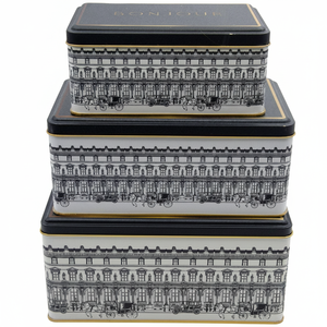 Juego de caja de almacenamiento de metal rectangular-260x170x125mm-245x145x100mm- 193x117x88mm (Juego de 3) ilustración de paisajes urbanos vintage - Product Image 2