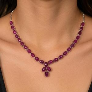 927 Sterling Silver Rhodium Plated <b>Ruby</b> <b>Necklace</b> for Women - Product Image 2