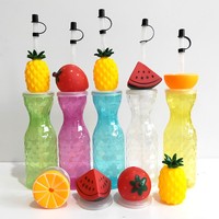 500ml Fruitbeker Tuinbekers Plastic Partybekers met rietje en deksel Lage prijs Promotionele fles
