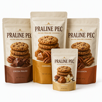 Sachet à fond plat refermable en aluminium avec fermeture éclair, résistant à l'humidité, pour emballage de bonbons, chocolat au lait et nougat, marque privée