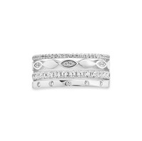 Gemnel Luxuriöser 18K Vergoldeter Mehrschichtiger Breiter Ring für Damen Eleganter 5A Zirkon Marquise-Blatt Stapelbarer CZ-Ring Schmuck
