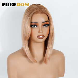 <span class=keywords><strong>Parrucca</strong></span> Sintetica FREEDOM da 12 Pollici per <span class=keywords><strong>Donna</strong></span>, Bob Corto con Pizzo Trasparente, Pre-Piumata e Pre-Tagliata, Remy Bianca Rosa Arancione per Cosplay - Product Image 4