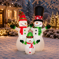 Drei Schneemann-Familien-Kombination Aufblasbare Luftfiguren mit LED-Beleuchtung für Weihnachtsdekoration im Außenbereich