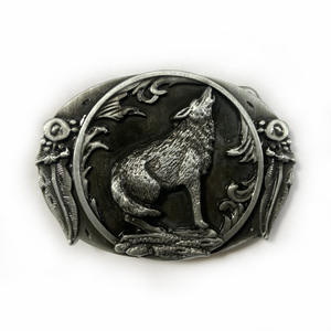Hebillas de vaquero occidental de diseño vintage Hebilla de cinturón de forma ovalada de lobo de aleación de zinc para cinturón de cuero o accesorios de ropa - Product Image 2