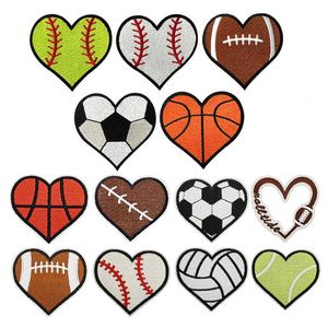 New Iron on Embroidery Sport Pattern Baseball Football Basketball Football Heart Heart Patch for Clothes Hat Decoration Gift - Product Image 1