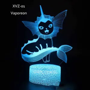Offre Spéciale Jeu D'anime 3D PERSONNALISÉ LED Veilleuse Pokémon Evoli Tactile Lampe De Table Pour Chambre De Chevet Enfants Cadeau