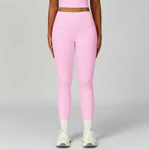 Leggings de Yoga para Mujer de Nylon y Spandex con Elasticidad <span class=keywords><strong>en</strong></span> Cuatro Direcciones - Ecológicos, hasta el Tobillo, de Cintura Alta, Transpirables, Color Piel, Deportivos, con Contraste - Product Image 4