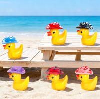 Figurine de canard cowboy mignon en résine avec chapeau, pour jardin féerique, mini ornement de gâteau, décoration de bureau, cadeau de fête, vente en gros, bricolage, jouet
