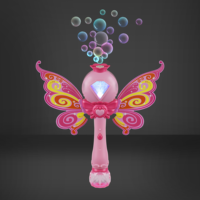 Ensemble de baguettes à bulles Princesse Diamant Papillon Rose de 10 pouces avec lumière clignotante pour les jeux en plein air et les fêtes des enfants