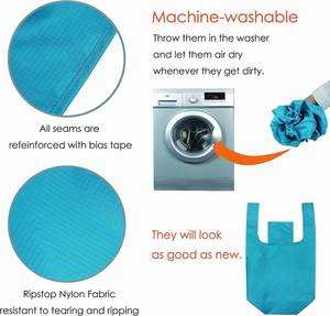 Wholesale Eco-friendly Grocery Large Capacity Portable Recycle Storage Folding Polyester Nylon <b>Foldable</b> Shopping <b>Bag</b> - Product Image 6