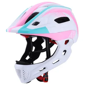 VICTGOAL helm sepeda skate anak, pelindung kepala seluruh wajah merah muda lucu olahraga luar ruangan skuter kotoran untuk anak-anak
