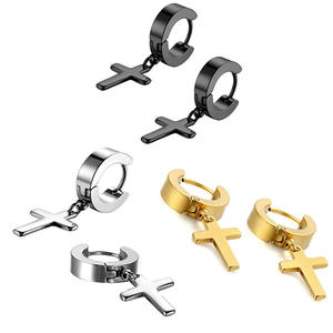 <span class=keywords><strong>Orecchini</strong></span> a cerchio Hip Hop stile Punk in acciaio inossidabile 304 lucido a mano con cerniera in acciaio inossidabile per <span class=keywords><strong>uomo</strong></span> - Product Image 2