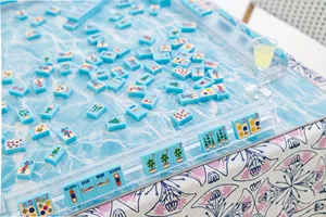 Fichas de Mahjong <span class=keywords><strong>RIVIERA</strong></span> JET SET personalizadas de fábrica, color azul Portofino, de acrílico tallado de lujo, estilo americano, para vacaciones en la costa. - Product Image 5