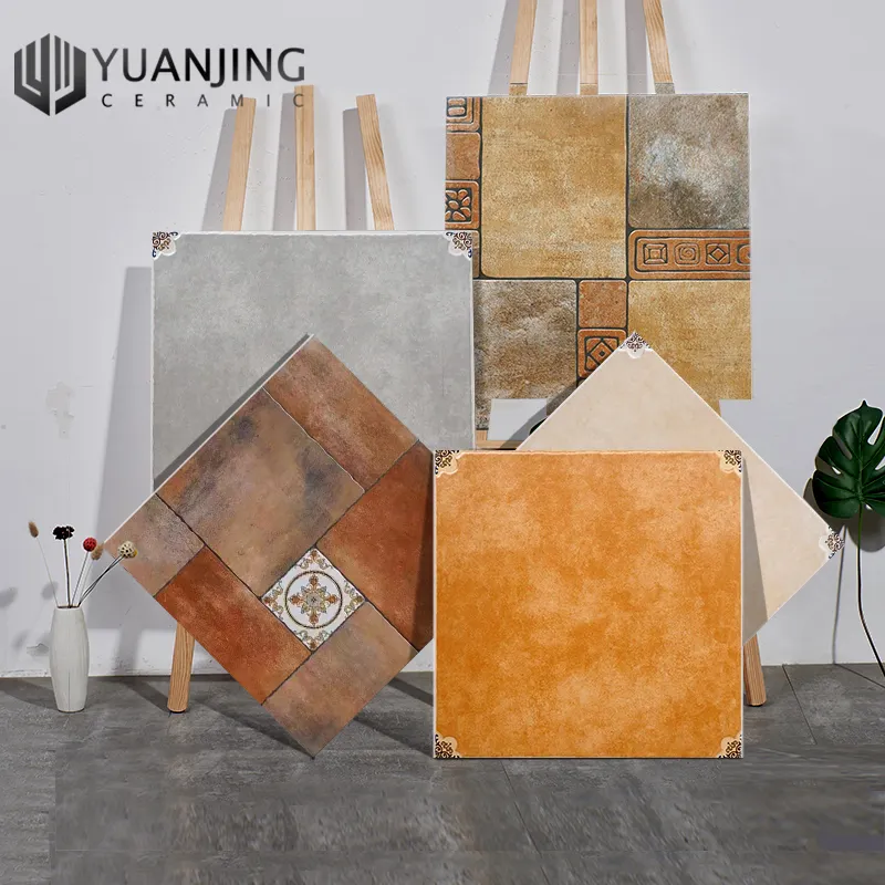 Glasierte quadratische Terrakotta fliesen Rustikale Fliesen 60x60 cm Rutsch feste Wohnzimmer Keramik fliesen