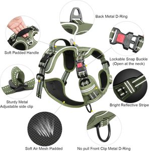 Harnais tactique réglable pour chien avec logo personnalisé, gilet réfléchissant, harnais anti-traction pour animaux de compagnie, vente en gros - Product Image 4