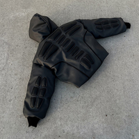 Vestes d'Hiver sur Mesure pour Hommes par Fabricants de Vêtements, Veste en Cuir de Haute Qualité Épaisse Rembourrée Tendance avec Masque en Caoutchouc Moussé et Fermeture Éclair