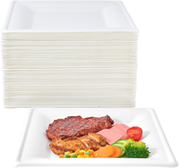 Assiettes carrées compostables en bagasse ECO, 150 pièces, 6'', 8'', 10'', jetables, écologiques, biodégradables pour fêtes, anniversaires, camping
