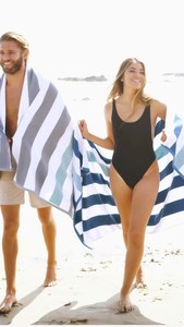 Serviettes <span class=keywords><strong>de</strong></span> <span class=keywords><strong>plage</strong></span> promotionnelles en coton biologique à séchage rapide, anti-sable, imprimées sur mesure, à rayures, <span class=keywords><strong>pour</strong></span> femme, grande taille - Product Image 5