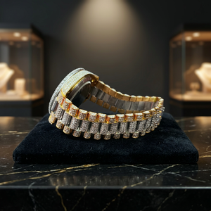 นาฬิกาข้อมือ Iced Out UK รุ่นใหม่ สายหนังสีน้ำเงิน ประดับเพชรฮิปฮอป มอยส์ซาไนต์ สำหรับผู้ชาย ผู้หญิง ของขวัญ ขายส่ง - Product Image 2
