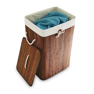 Panier à linge en bambou 83L avec couvercle et sac amovible 43,5 x 33,5 x 65,5 cm - Product Image 1
