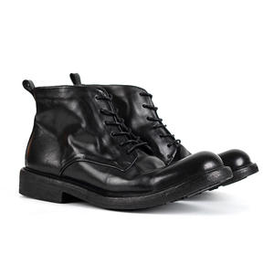 Nouvelles bottes de <span class=keywords><strong>moto</strong></span> pour hommes en cuir véritable à talons épais de style britannique rétro à lacets croisés printemps - Product Image 6