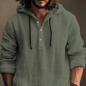 Dropshipping Logotipo personalizado Camisa de algodón de primavera y otoño para hombre con Sudadera con capucha Manga larga Casual y cómodo Diario - Product Image 1