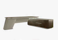 Bureau de direction moderne et luxueux avec armoire de rangement latérale, pieds courbes design, table de travail pour PDG et managers