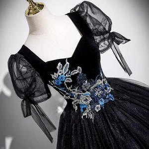 ชุดราตรีสีดำแบบสั่งทำพิเศษสำหรับงาน Quinceanera  ชุดเดรสผ้าทูลสำหรับงานพรอม งานวันเกิด งานเลี้ยงกลางคืน หรืองานพิธีการต่างๆ - Product Image 3