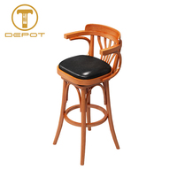 Nouvelle Chaise de Bar Pivotante en Bois avec Accoudoirs pour Îlot de Cuisine, Mobilier de Restaurant et d'Hôtel au Design Moderne