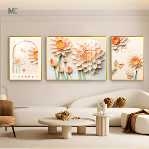 Nhà Máy bán hàng trực tiếp phòng khách nghệ thuật trang trí bức tranh 2025 mới sofa nền tường treo đơn giản 3 phó hình ảnh - Product Image 1