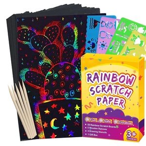 Juego de Manualidades de Pintura Creativa para Niños, Papel Mágico para Rascar con Diseño de Arcoíris - Product Image 2