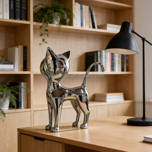 Escultura de Gatos de Acero Inoxidable de Tamaño Real, Estilo Moderno, Decoración de Animales Tallados para <span class=keywords><strong>Plaza</strong></span> Comercial, <span class=keywords><strong>Hotel</strong></span>, Jardín, Paisaje Urbano - Product Image 4