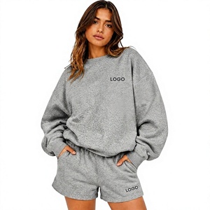Sweat-shirt en molleton à col montant avec logo brodé personnalisé sur le devant, short, tenue confortable et écologique pour l'extérieur, idéale pour l'hiver et le quotidien - Product Image 1
