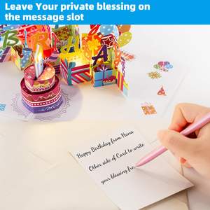 ของขวัญวันเกิดสําหรับผู้หญิงหรูหราเป่าลมไฟ LED เทียนเค้กเพลงสุขสันต์วันเกิดการ์ดโปสการ์ด - Product Image 6