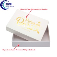 Caja de Regalo Blanca Resistente Reutilizable con Impresión de Logotipo en Dorado para Galletas, Chocolates, Regalos o Productos Cosméticos
