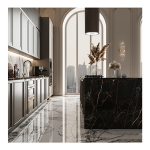 New Modern European Smart Wood <strong>Cabinet</strong> Wooden Veneer Matt Lacquer Finished <strong>Black</strong> Complete Kitchen <strong>Cabinet</strong> Design - Product Image 3