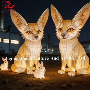 Lanterne géante personnalisée en forme de renard <span class=keywords><strong>Fennec</strong></span>, artisanat traditionnel de Zigong, faite à la main, étanche, durable, lanterne animale, pour la remise des diplômes, Diwali, Ramadan - Product Image 1
