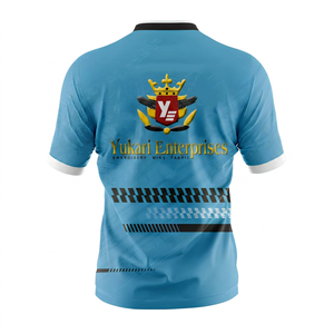 Maillot de football Yukari Enterprises pour homme, bleu clair, col en V, manches courtes, respirant, anti-humidité, en nylon, imprimé géométrique, personnalisable - Product Image 5