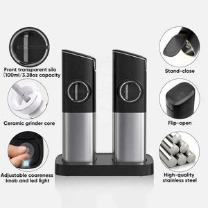 Automatic Dust Lids LED Light Metal Eco-Friendly <b>Pepper</b> <b>Grinder</b> Mill USB Rechargeable Electric Salt <b>Pepper</b> <b>Grinder</b> Set Dual - Product Image 3