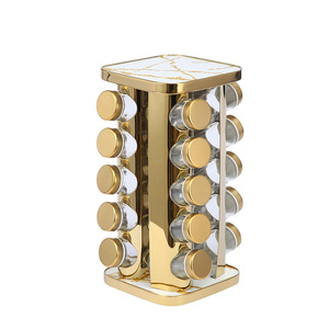 Étagère à épices rotative de luxe en acier inoxydable doré à <span class=keywords><strong>3</strong></span>/4/5 niveaux, ensemble de pots à épices multifonctionnels pour la cuisine, organisateur de <span class=keywords><strong>condiments</strong></span> - Product Image 3