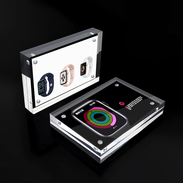 Double Sided Clear Acrylic Magnetic for Lightweight Frameless Freestanding Desktop Display Square Photo Frame Gift Rack