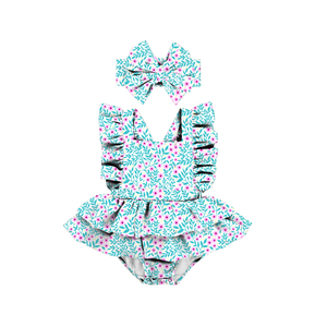 Ropa barata para bebé niña, pelele con volantes y tirantes para recién nacida, pelele con pequeñas flores azules, ropa de verano al por mayor - Product Image 1
